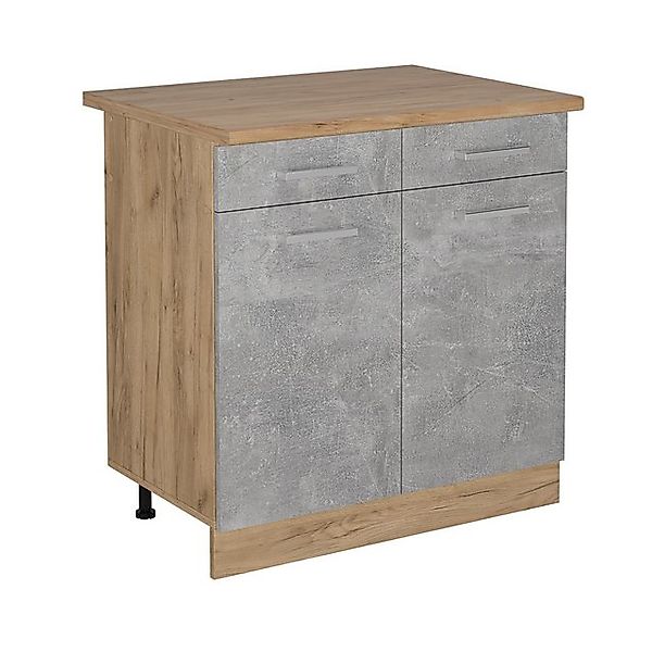 Vicco Unterschrank R-Line, Beton/Goldkraft Eiche, 80 cm, AP Eiche günstig online kaufen