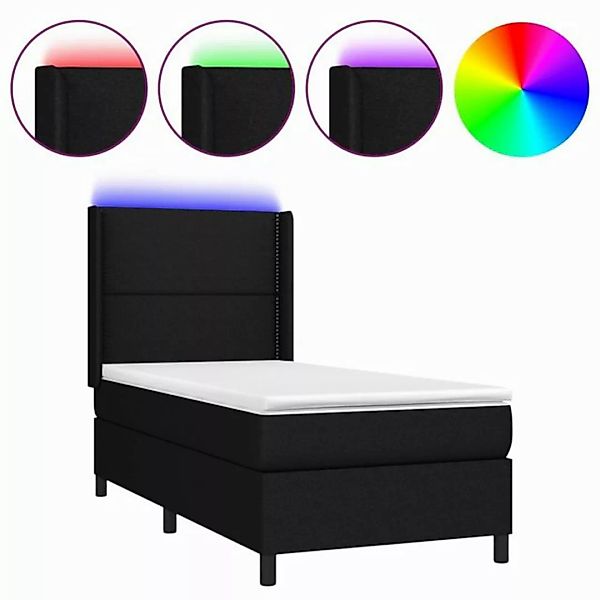 vidaXL Boxspringbett Boxspringbett mit Matratze LED Schwarz 80x200 cm Stoff günstig online kaufen