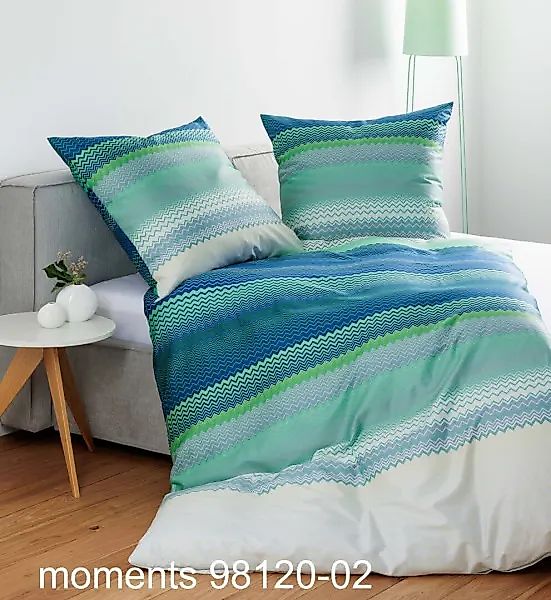 Janine Janine Mako-Satin Bettwäsche moments 98120 blau türkis Größe:  240x2 günstig online kaufen