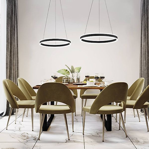 LED-Hängeleuchte Sirko, Ø 60 cm, sandschwarz, Metall, CCT günstig online kaufen