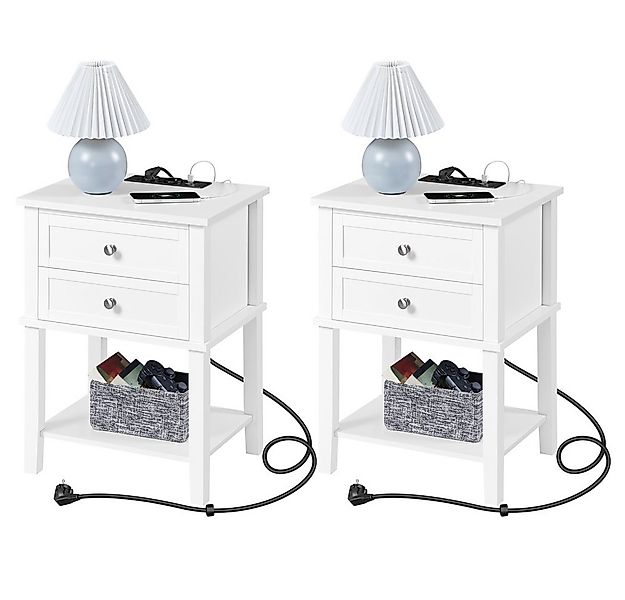 Yaheetech Nachttisch (2-St), Nachtschrank mit Steckdose & USB-Anschlüsse Be günstig online kaufen