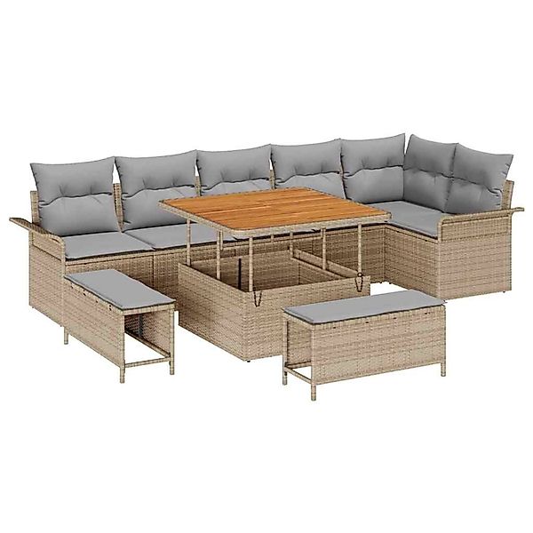vidaXL Garten-Sofa-Set 9-Tlg Beige Poly Rattan 3362147 günstig online kaufen
