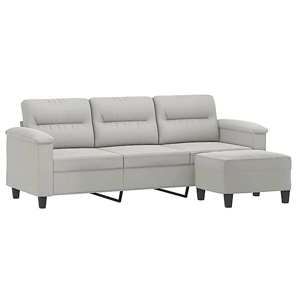 vidaXL 3-Sitzer-Sofa mit Hocker Hellgrau 180 cm Mikrofasergewebe 3201232 günstig online kaufen