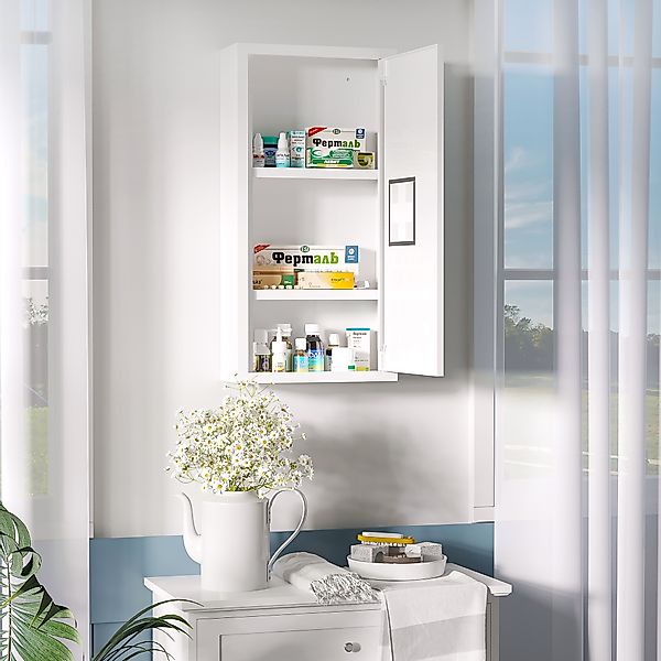 kleankin Medizinschrank Erste Hilfe Schrank Weiß mit 3 Innenfächern & Magne günstig online kaufen