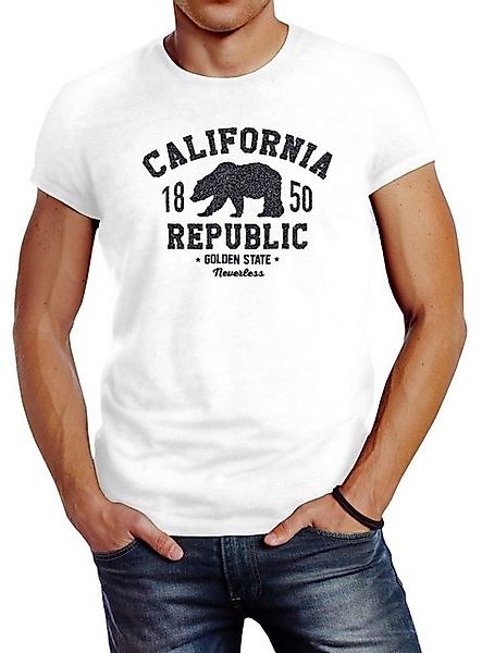 Neverless Print-Shirt Herren T-Shirt California Republic Kalifornien Golden günstig online kaufen