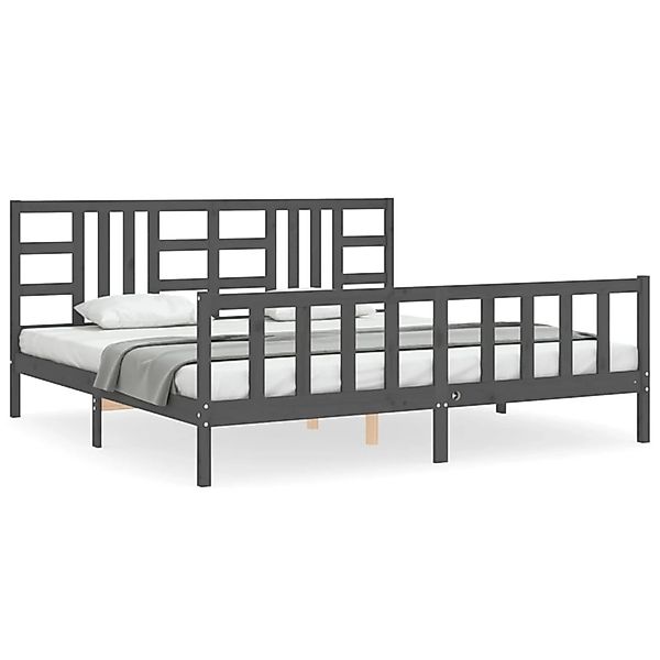 vidaXL Massivholzbett mit Kopfteil Grau 200x200 cm 3191993 günstig online kaufen