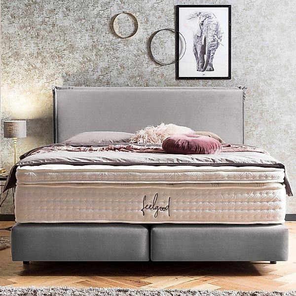 BettCo Boxspringbett London (in Silber Samt, günstig online kaufen