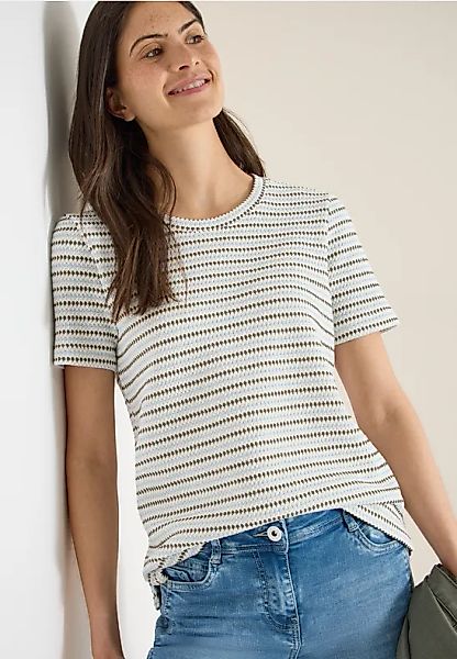 CECIL Kurzarm Shirt mit Rundhals und Struktur günstig online kaufen