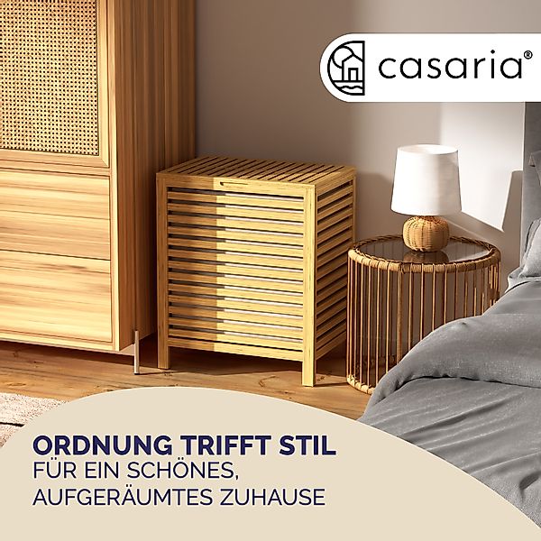 Wäschekorb Bambus 2er-Set 62L Wäschesack herausnehmbar günstig online kaufen