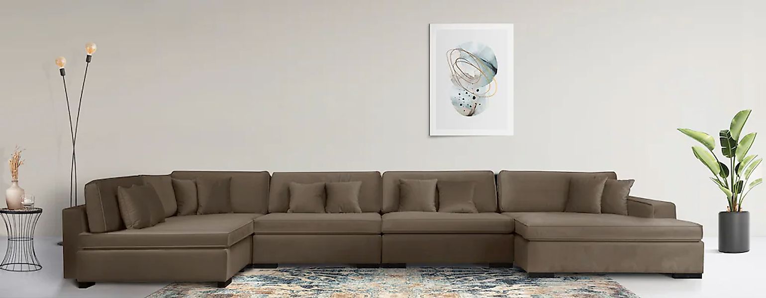Home affaire Wohnlandschaft "Skara U-Form", Lounge-Sofa mit Federkernpolste günstig online kaufen