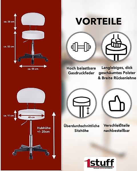 1stuff Arbeitshocker Rollhocker Drehhocker 1stuff Squash günstig online kaufen
