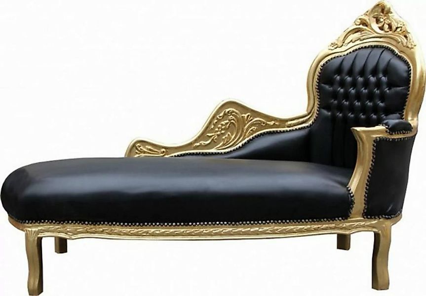 Casa Padrino Chaiselongue Barock Chaiselongue Mod2 Schwarz/Gold Lederoptik- günstig online kaufen