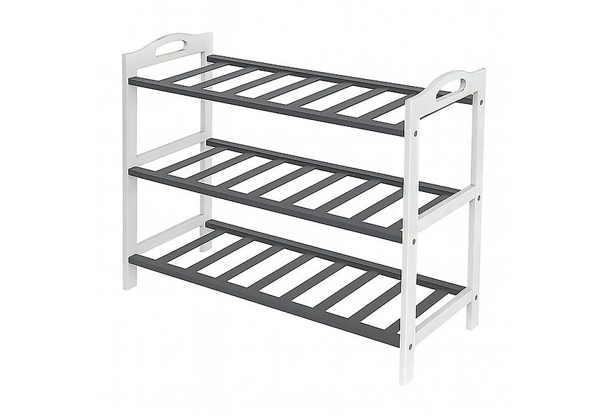 relaxdays Schuhregal aus Bambus, Weiss-grau günstig online kaufen