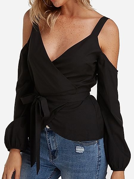Schwarze Blusen mit selbstgebundenen Ärmeln günstig online kaufen