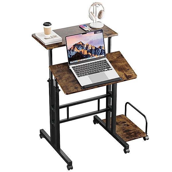 OUNUO Schreibtisch Laptoptisch Höhenverstellbar mit Rollen günstig online kaufen