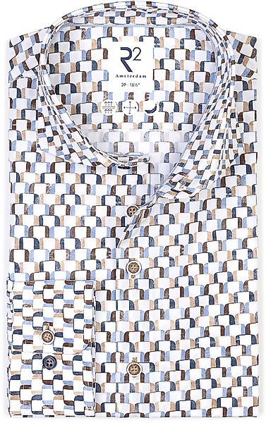R2 Poplin Extra Long Sleeves Hemd Druck Multicolor - Größe 41 günstig online kaufen