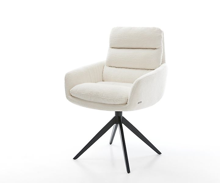 Drehstuhl Abelia-Flex mit Armlehnen Bouclé Soft Beige Kreuzgestell breit Sc günstig online kaufen