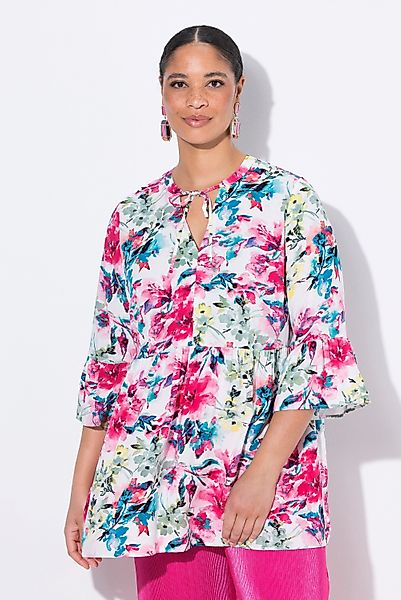 MIAMODA Tunika Bluse A-Linie Blumenmuster Volants günstig online kaufen