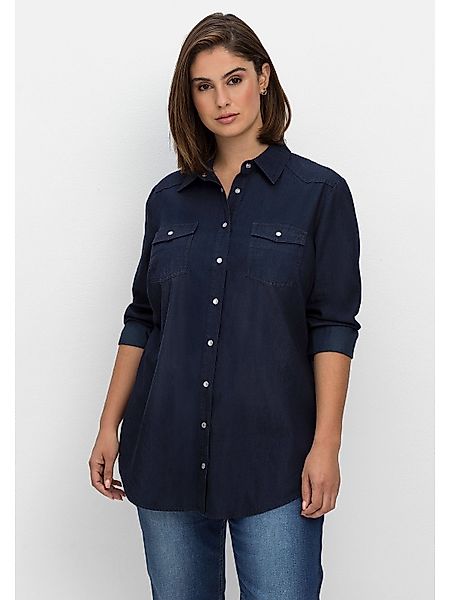 Sheego Jeansbluse Große Größen mit Knopfleiste günstig online kaufen