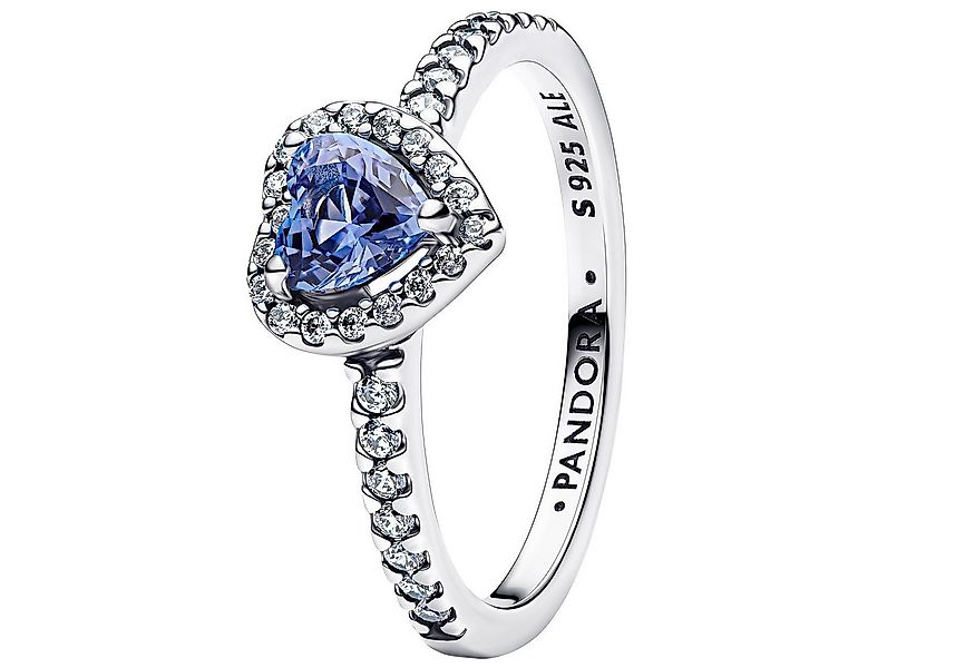 Pandora Silberring Silber Damenring Funkelndes Erhabenes Herz Blau günstig online kaufen