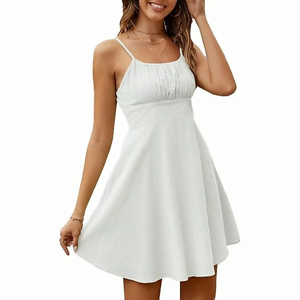 ZWY Dirndl Damen-Kleid mit hoher Taille, gerüschter Brust, kurzes Kleid, el günstig online kaufen