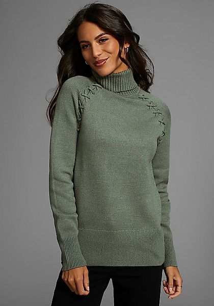 Laura Scott Rollkragenpullover mit Flechtdetail aus softem Viskosestrick günstig online kaufen