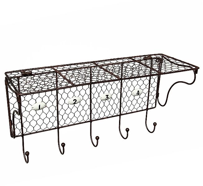 Ambiente Haus Wandregal Draht Wandregal mit Haken in Antikbraun, 1-tlg. günstig online kaufen