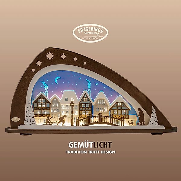 Weigla Lichterbogen "LED Winter mit Altstadt,Schwibbogen aus Holz&Acrylglas günstig online kaufen