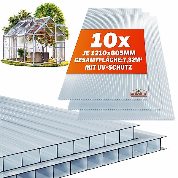 Hohlkammerstegplatten 10er-Set Transparent 6mm 7,32m² günstig online kaufen