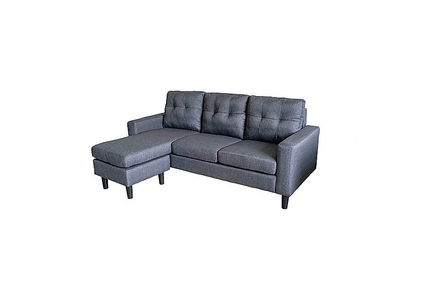 HTI-Living Ecksofa Ecksofa Reva Grau, Stück 1 Teile, Dreisitzer mit Hocker günstig online kaufen