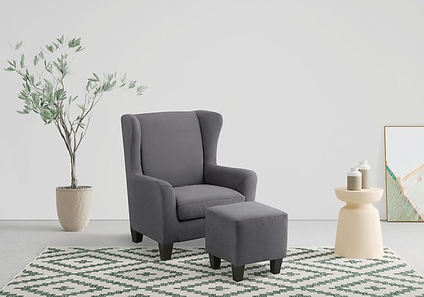 Home affaire Ohrensessel »Chilly, Sessel mit Hocker und Federkern-Polsterun günstig online kaufen