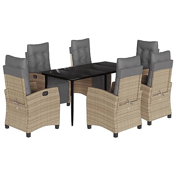 vidaXL 7-Tlg Garten-Essgruppe mit Kissen Beigemischung Poly Rattan 3213020 günstig online kaufen