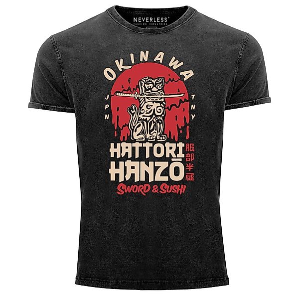 Neverless Print-Shirt Herren Vintage Shirt Hattori günstig online kaufen
