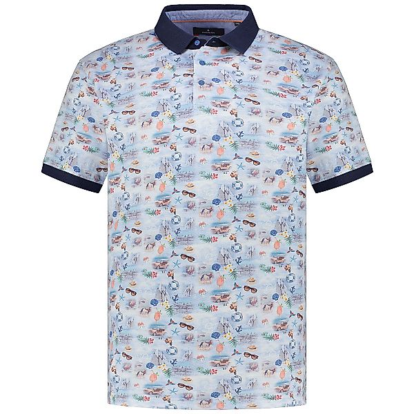 RAGMAN Poloshirt mit Allover-Muster Farbe dunkelblau Größe: 3XL günstig online kaufen