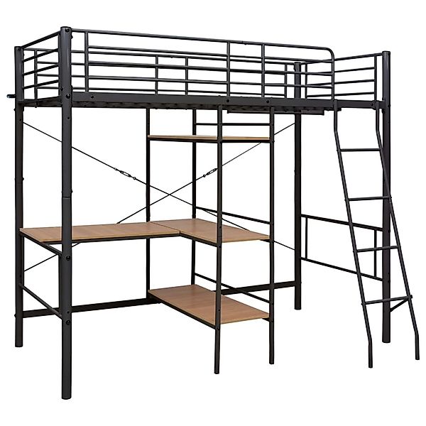 vidaXL Etagenbett mit Tischrahmen Grau Metall 90x200 cm621528 günstig online kaufen