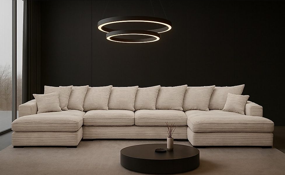 Kaiser Möbel Ecksofa Ecksofa, Sofa U-form, Couch U-form Gabon stoff Zoom, m günstig online kaufen