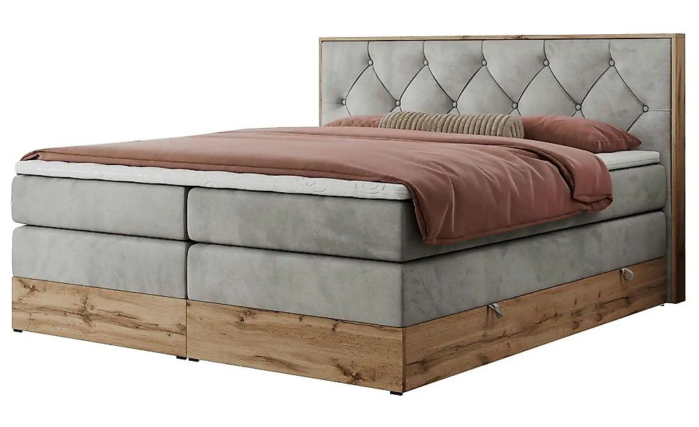 Boxspringbett mit Bettkasten Veneto King ¦ grau ¦ Maße (cm): B: 188 H: 115 günstig online kaufen