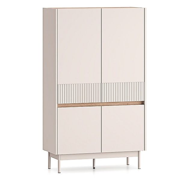 Lomadox Highboard DINAR-131, kaschmir matt Eiche Dekor 92 cm breit Metallfü günstig online kaufen