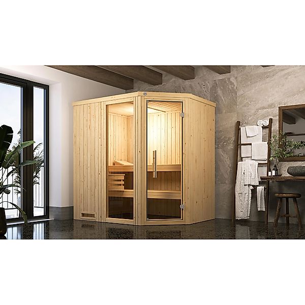 Weka Elementsauna Varberg 1 Sparset 4,5 kW BioS Glastür/Fenster günstig online kaufen