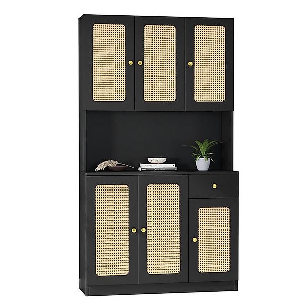 MODFU Hochschrank Rattan-Highboard,Eingangsschrank (mit 6 Rattantüren und 1 günstig online kaufen