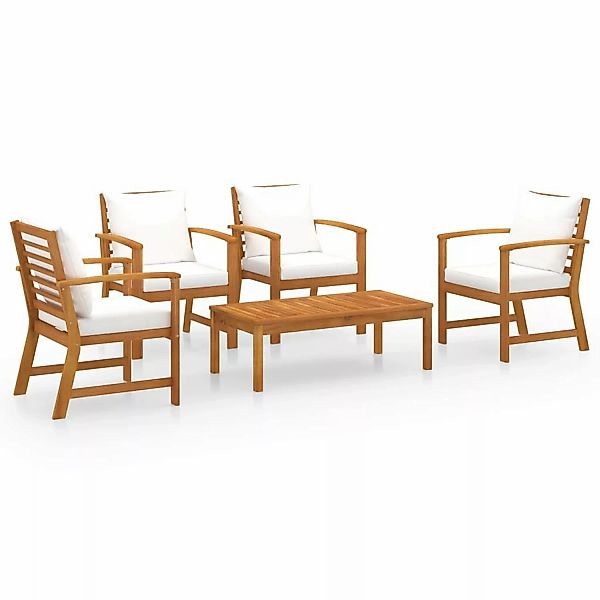 5-tlg. Garten-lounge-set Mit Auflagen Massivholz Akazie günstig online kaufen