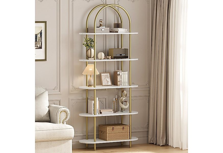 GarveeMore Bücherregal gewölbtes Bücherregal Standregal mit 5 Ebenen 80x30x günstig online kaufen