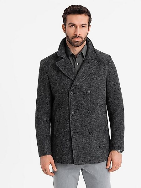 OMBRE Wintermantel Kurzer zweireihiger Herrenmantel mit Wollanteil günstig online kaufen