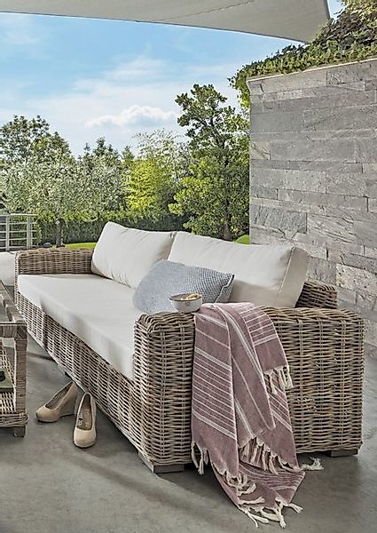 More2Home Loungesofa Rattan-Sofa, SPLIT, 3-sitzig, 200 cm grau günstig online kaufen
