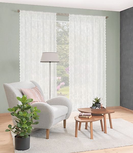 HOME WOHNIDEEN Gardine "KIRALIO" Stangendurchzug 1 Stk. tlg. FERTIGSCHAL, R günstig online kaufen