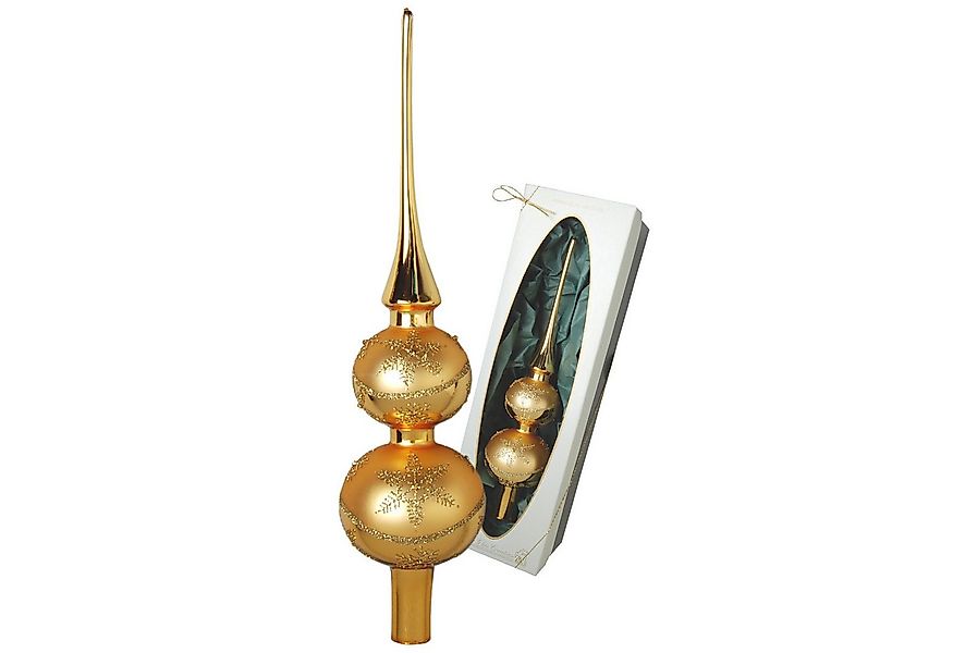 Krebs Glas Lauscha Christbaumspitze Glasdekoration - Doppelspitze mit Satin günstig online kaufen