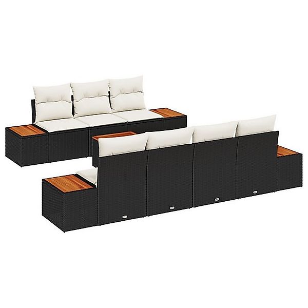 vidaXL Loungesofa 8-teiliges Garten-Sofa-Set mit Kissen in Schwarz aus Poly günstig online kaufen