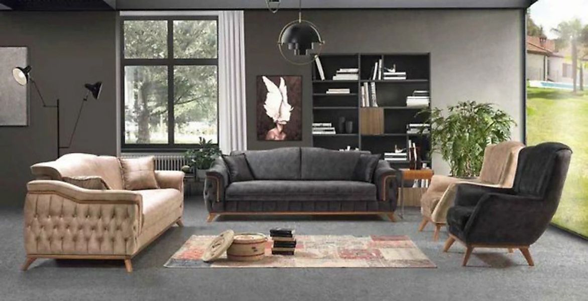 JVmoebel Sofa Sofagarnitur Komplette Garnitur Sofa Sessel Sofas Set 4tlg, M günstig online kaufen