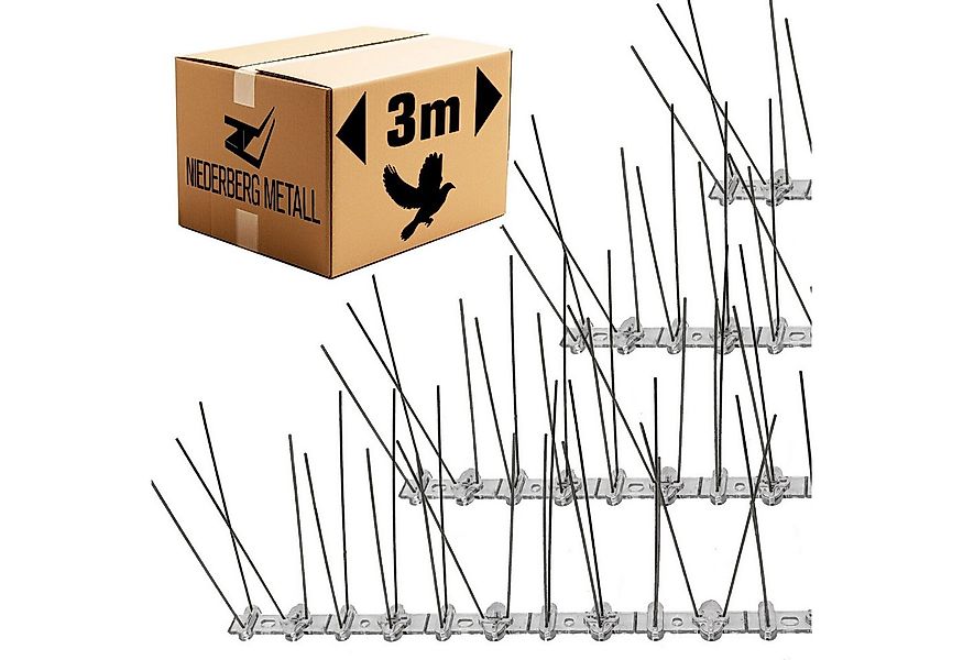 Niederberg Metall Taubenspikes 3 m Vogelabwehr Spikes mit Kunststoffleiste günstig online kaufen