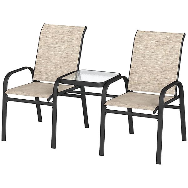 Outsunny Gartenbank für 2 Personen mit zentralem niedrigem Tisch aus Glas, günstig online kaufen